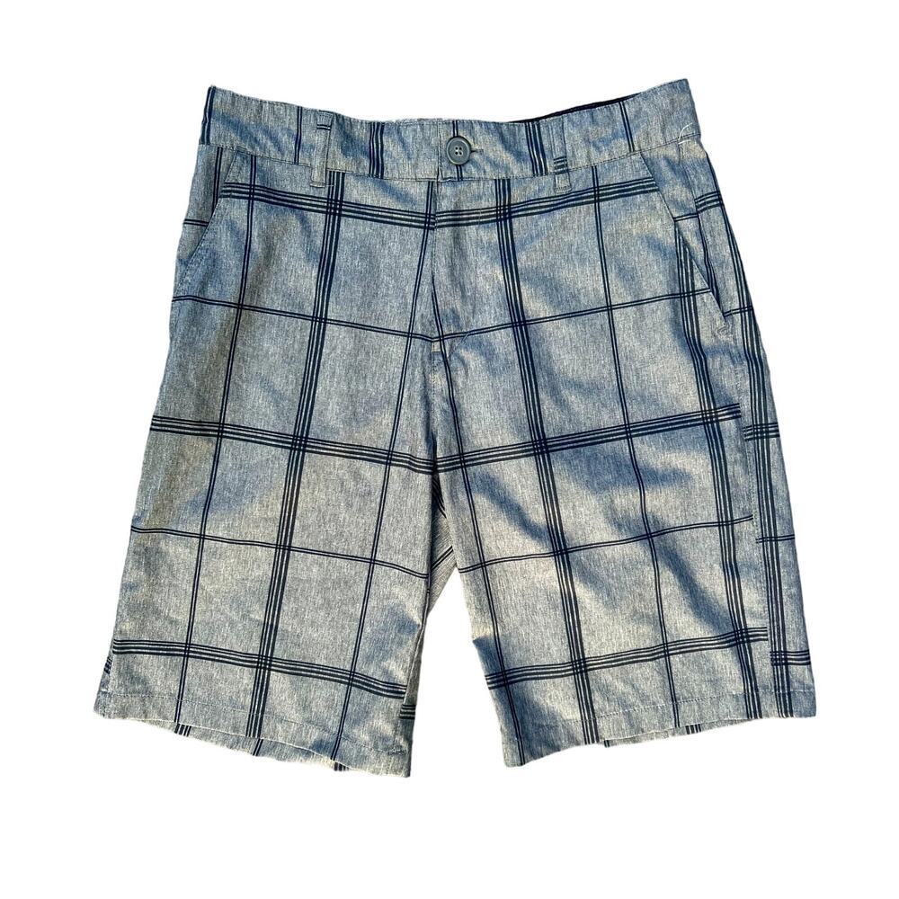 OP men's gray & black plaid 4-way stretch casual shorts size 30